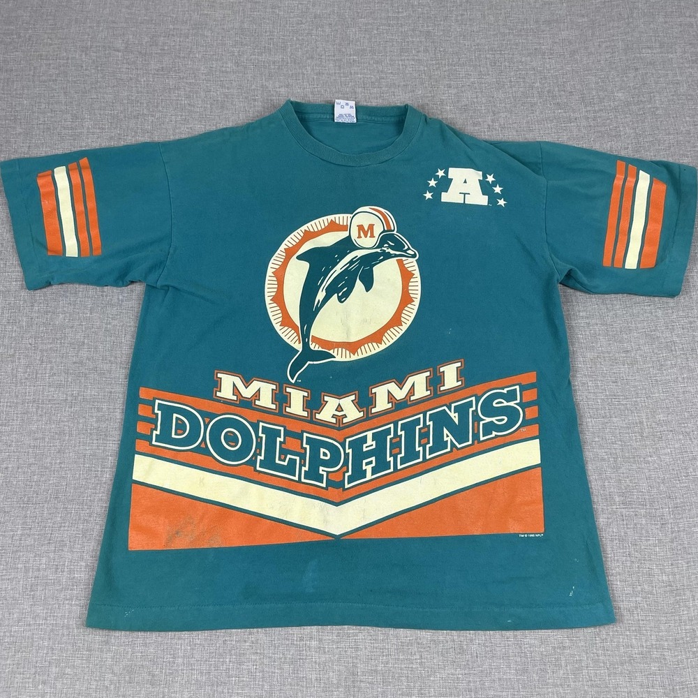 Vintage Miami Dolphins Shirt Mens XL Green NFL Football Salem Sportswear 90s